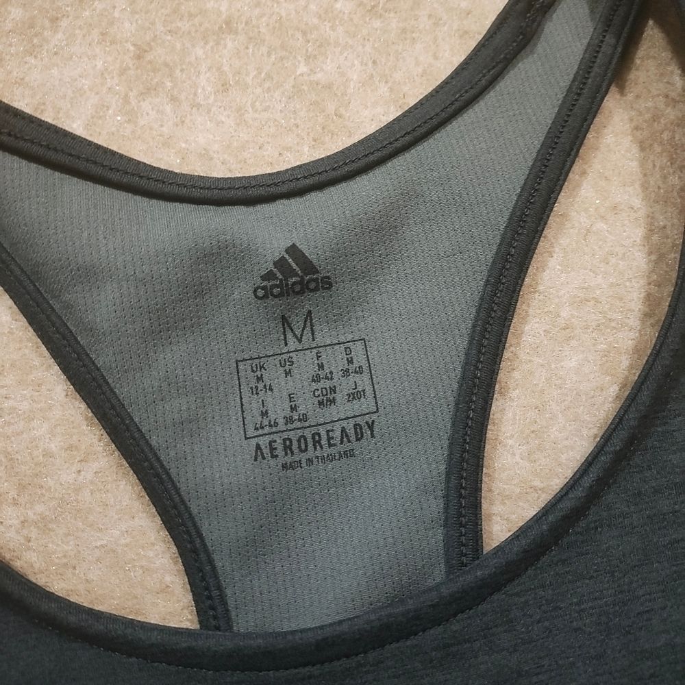 Adidas Women's Charcoal Gray Racerback Tank Top #1 - Picture 5 of 5